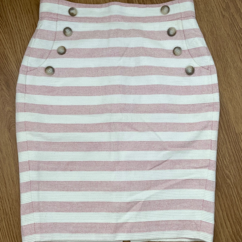 LOFT Pencil Skirt - Pink and White Stripe